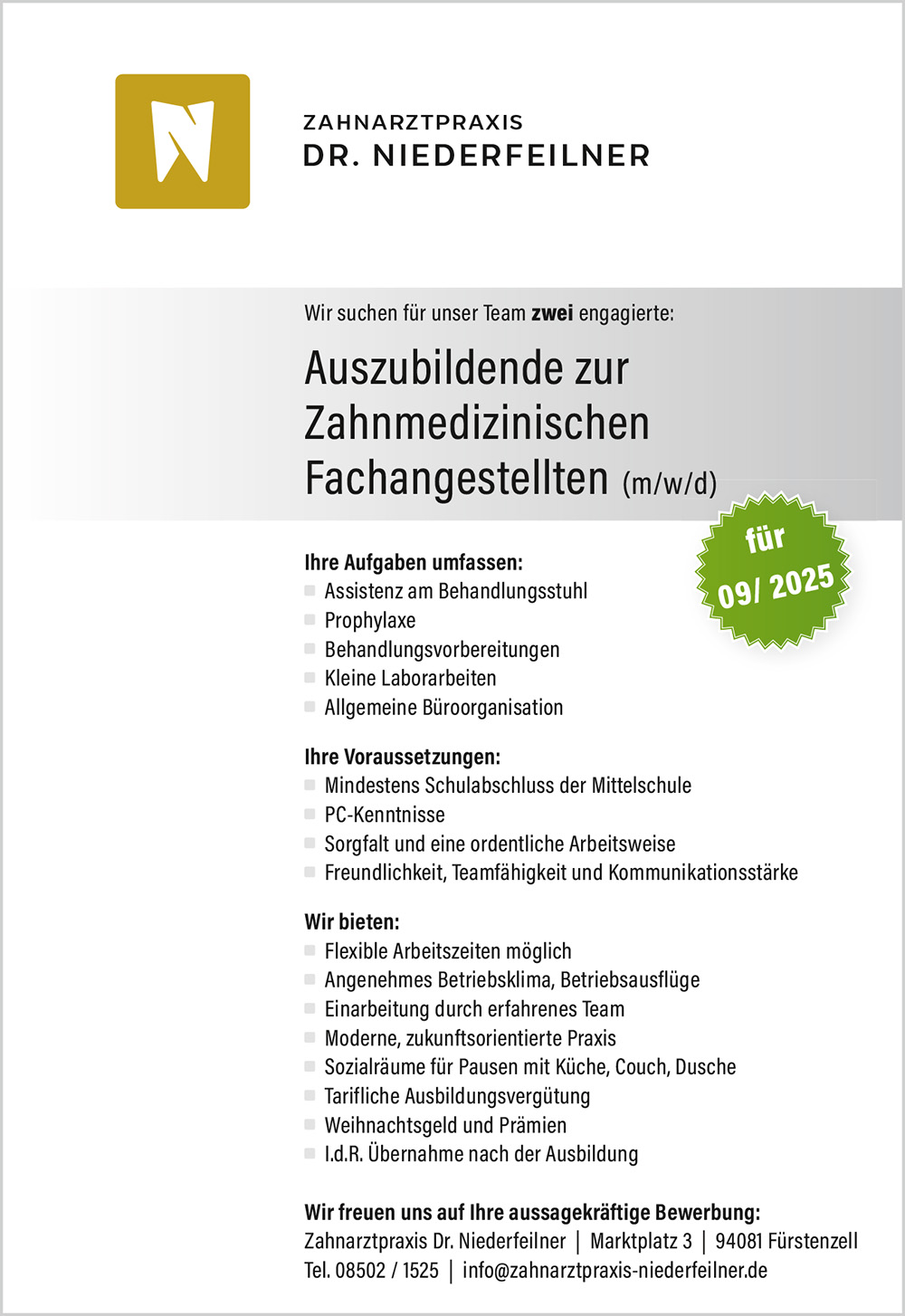 Stellenanzeige Azubis